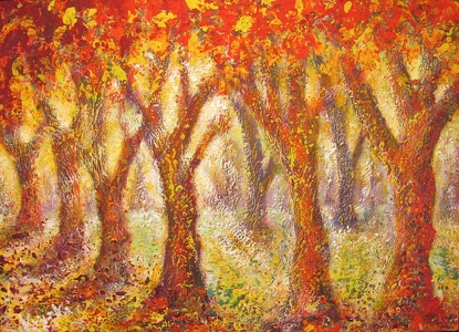 Der rote Herbstwald